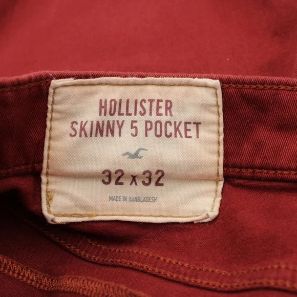 Hollister Men’s Skinny Jeans – 32x32 | Maroon, 5-Pocket Style - Picture 3 of 5